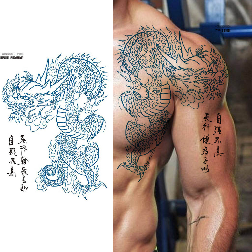 2 Sheet Shoulder Dragon Japanese Style Extra Large Temporary Tattoos