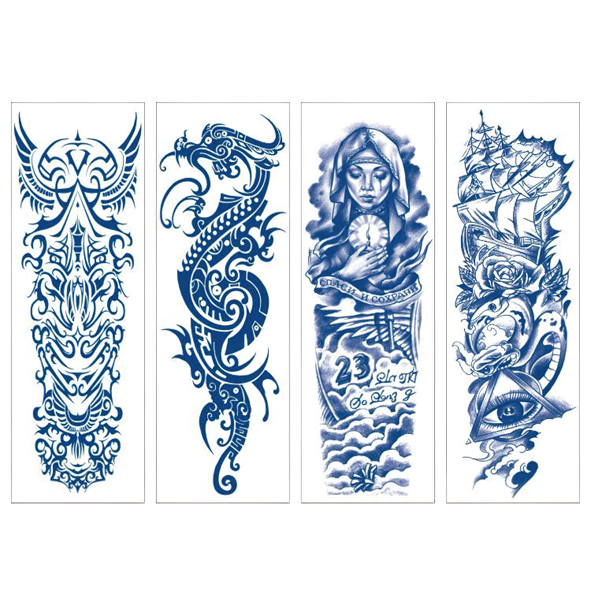 4 Sheets Semi Permanent Full Arm Sleeves Tattoo Lasts 15 Days