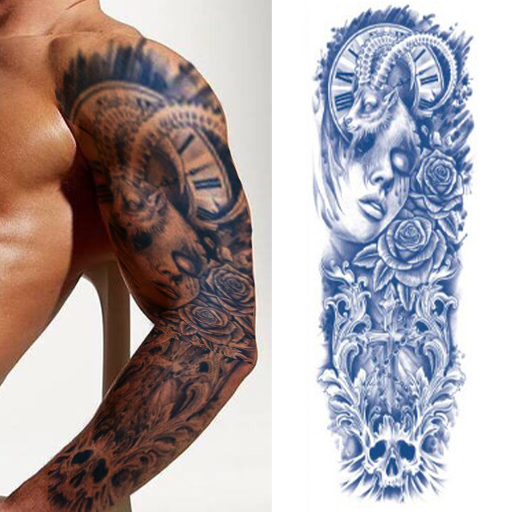 2 Sheets Wave Star Eagle Semi Permanent Full Arm Sleeves Tattoo