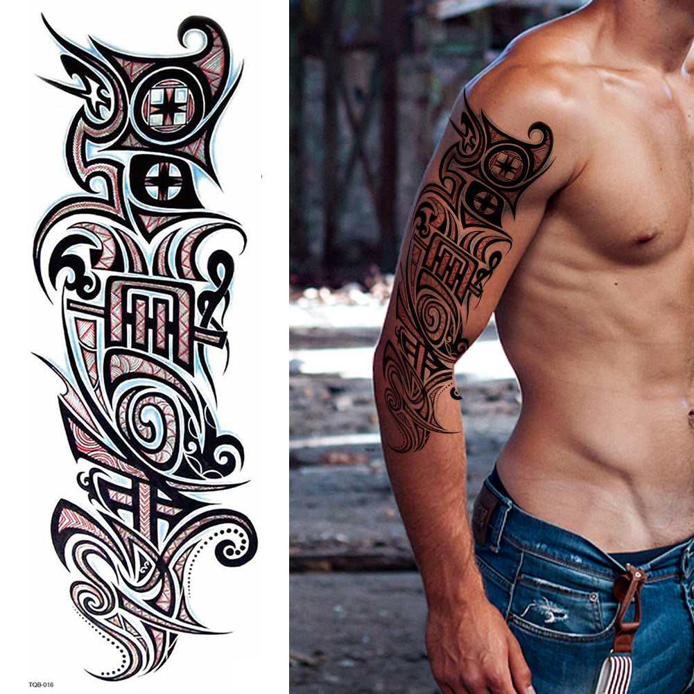 2 Sheets Totem Tribe Letter Cross Full Arm Sleeves