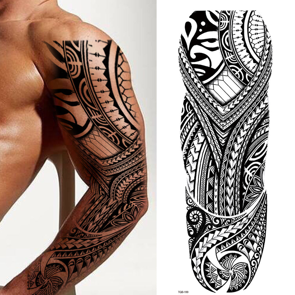 2 Sheets Bone Metal Totem Tribe Full Arm Sleeves