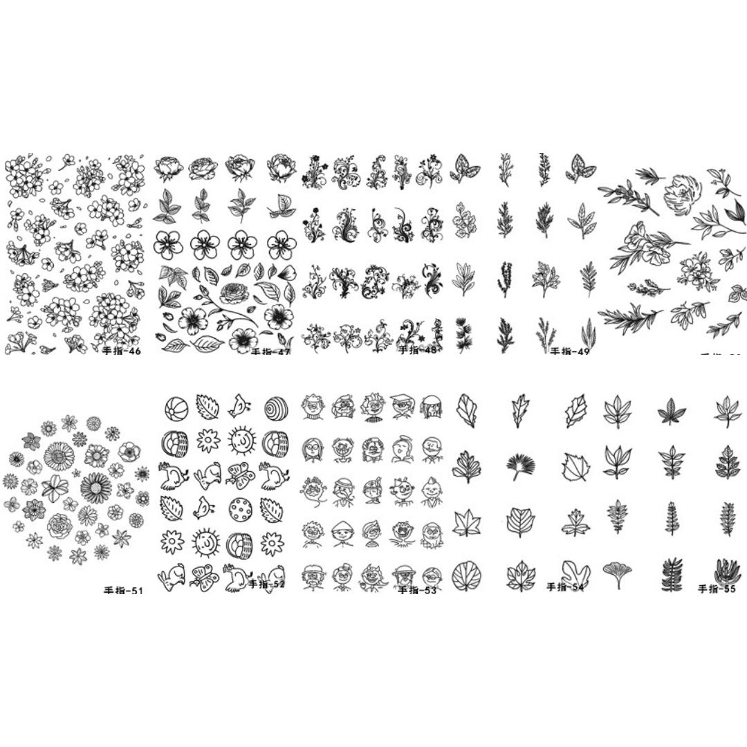 10 Sheets Small Flower Cartoon Design Cute Finger Temporary Tattoo Stickers