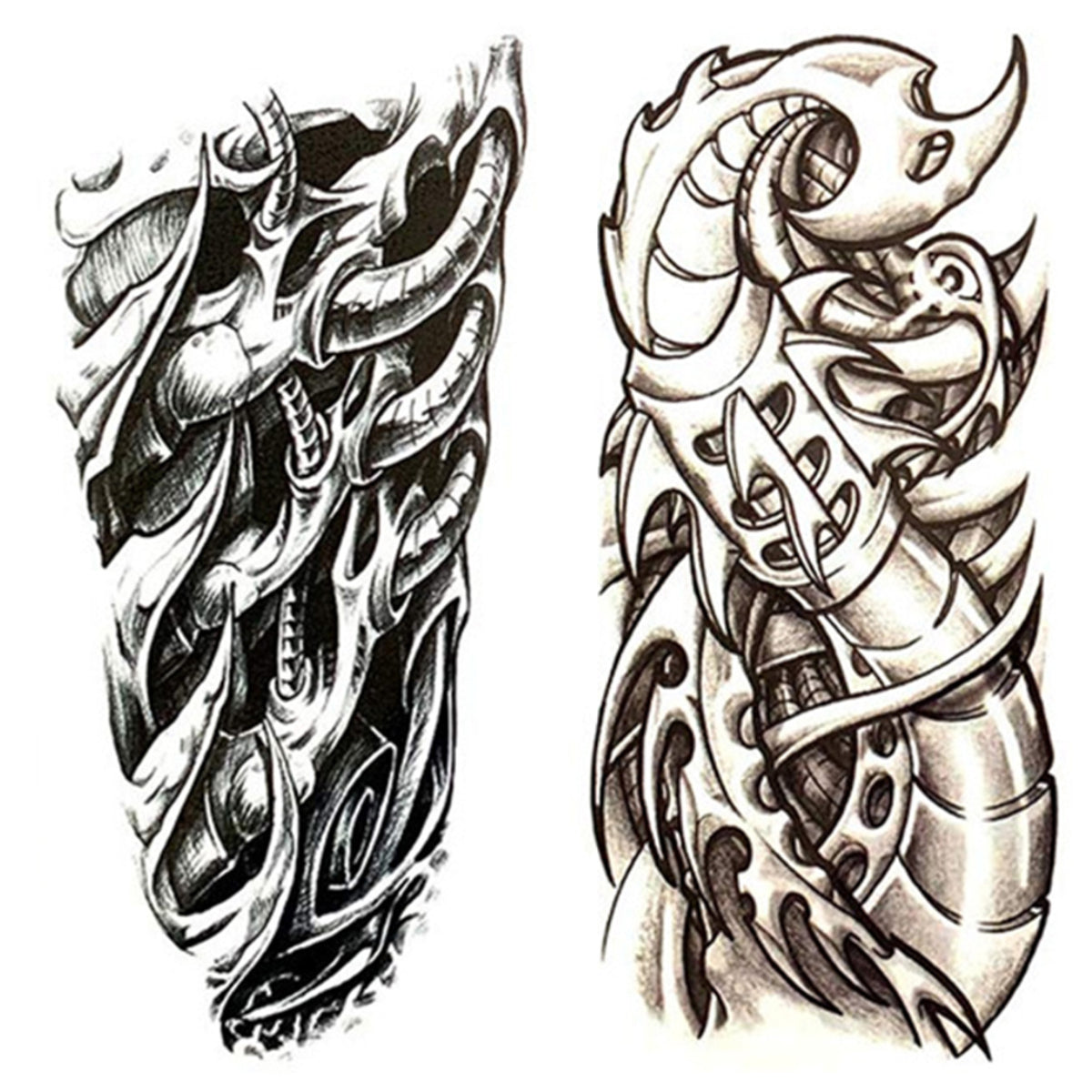 2 Pieces Large 3D Mechanical Parts Gear Arm Eyeball Muscle Temporary Tattoo