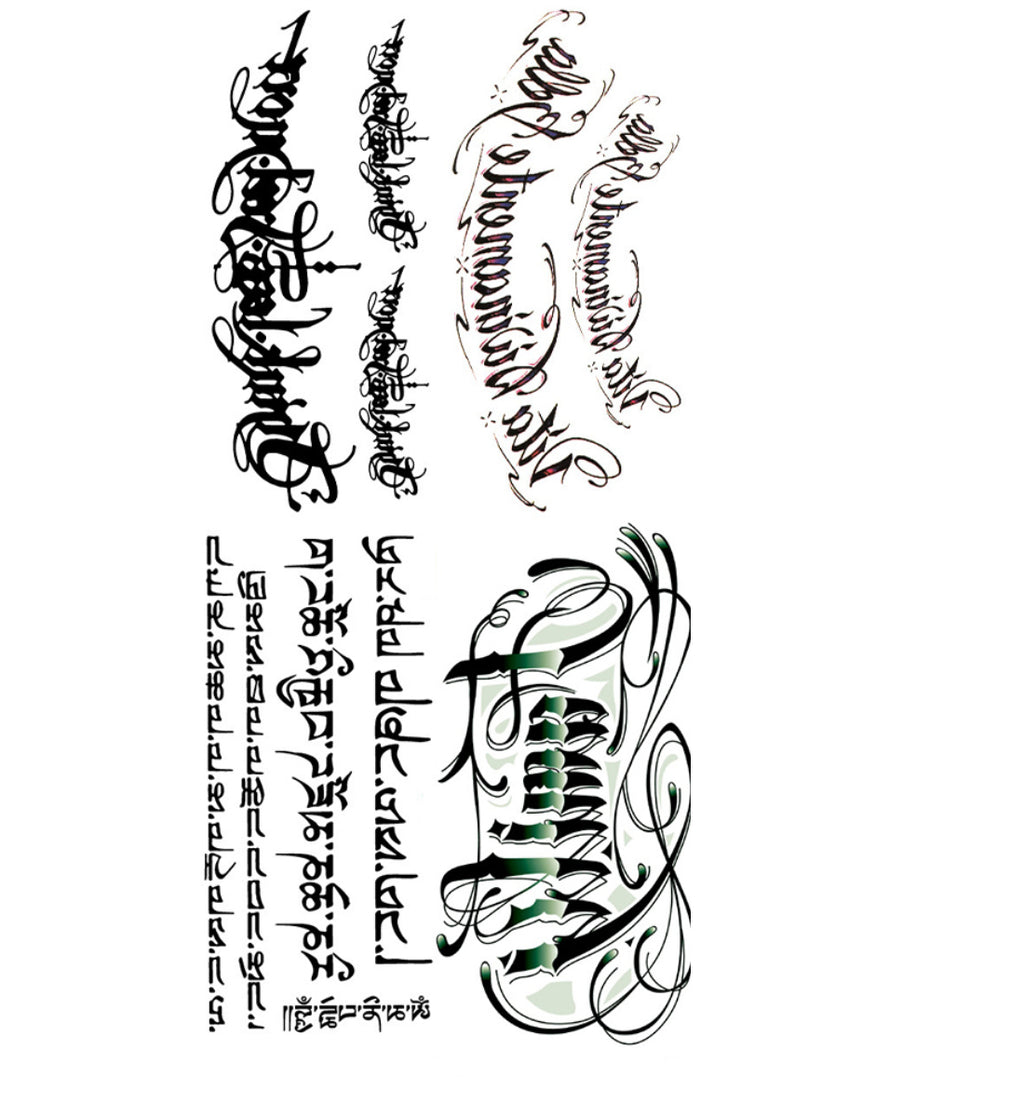 4 Sheets Letters Waterproof Half Arm Temporary Tattoo