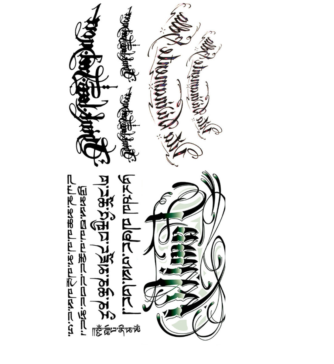 4 Sheets Letters Waterproof Half Arm Temporary Tattoo