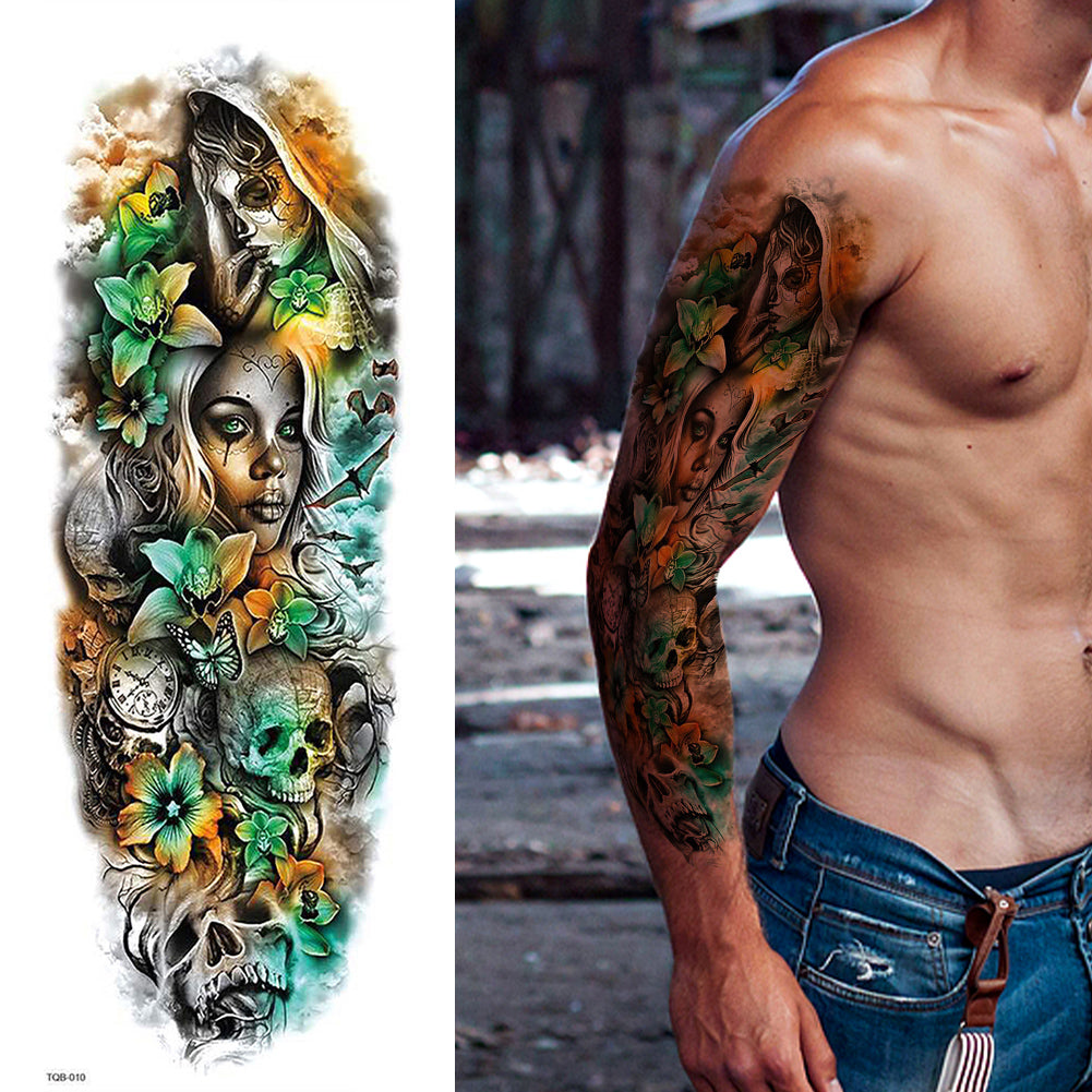 4 Sheets Human Carnival Butterfly Clock Full Arm Sleeves