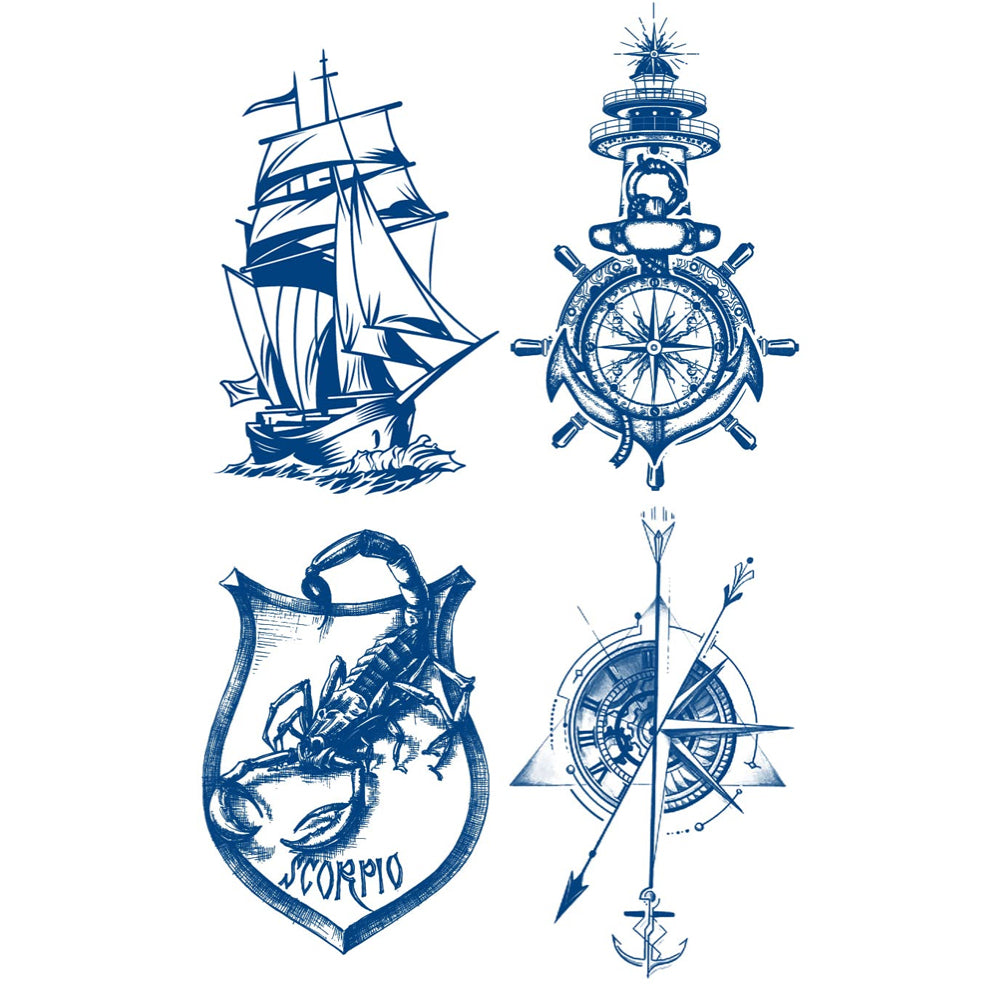 4 Sheets Semi Permanent Anchor Tattoos Stickers