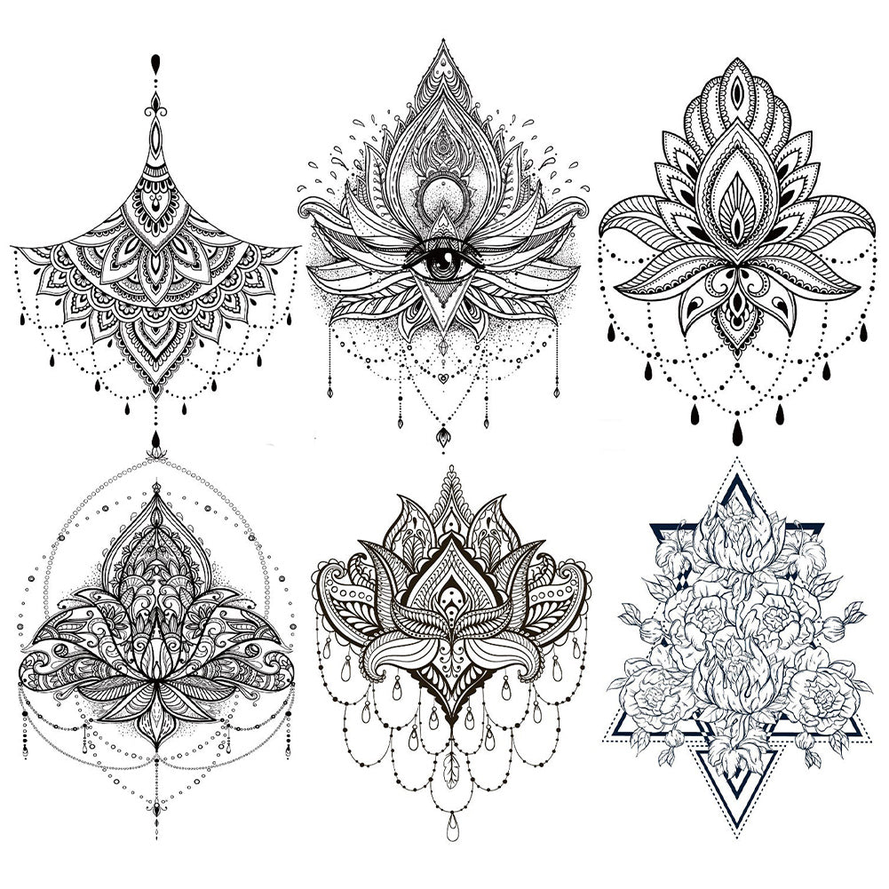 4 Sheet Mandala Extra Large Temporary Tattoos