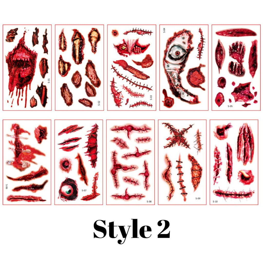 10 Sheets Holloween Spooky Temporary Tattoo