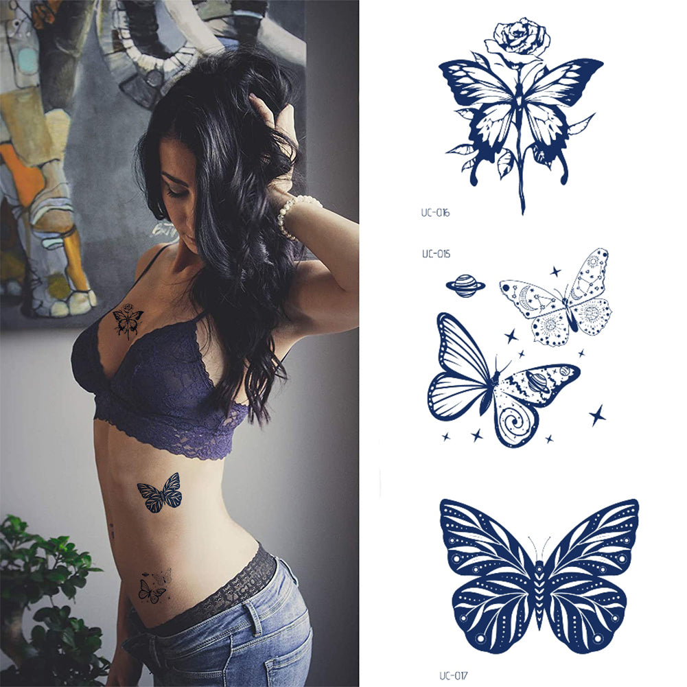 11 Sheets Semi-Permanent Small Butterfly Space Tattoo Stickers