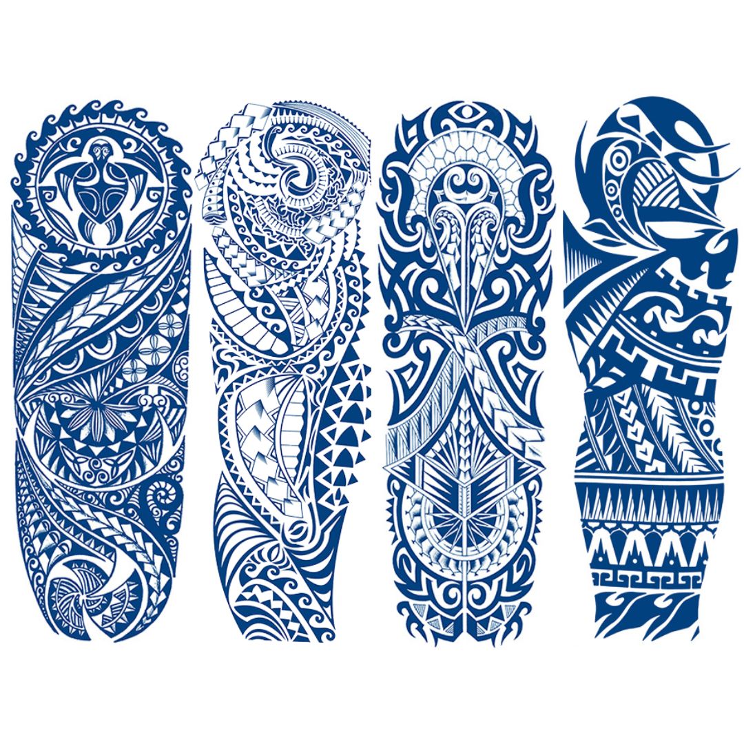 2 Sheets Metalic Tribe Semi Permanent Full Arm Sleeves Tattoo Lasts 15 Days