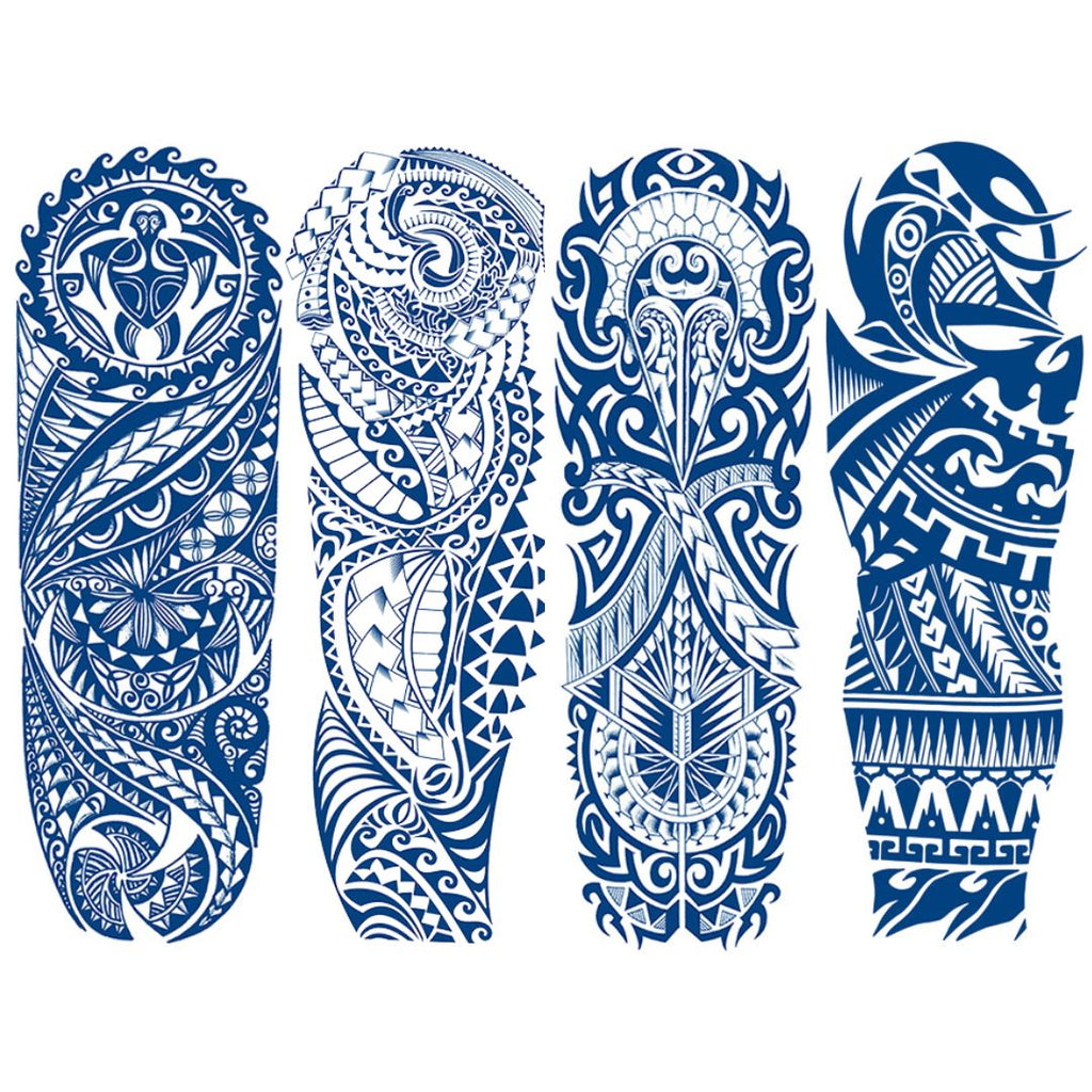 2 Sheets Metalic Tribe Semi Permanent Full Arm Sleeves Tattoo Lasts 15 Days