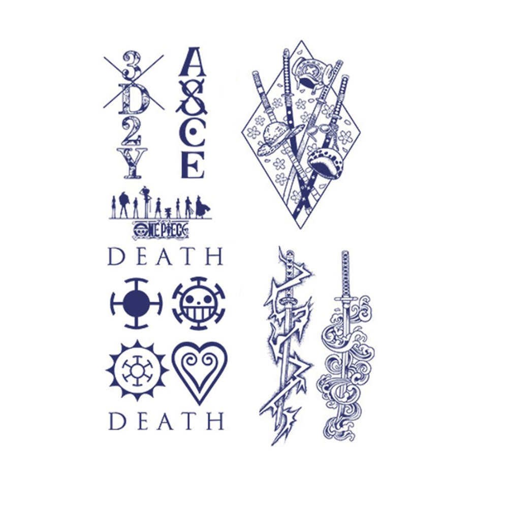 4 Sheets One Piece Semi-Permanent Tattoo Stickers