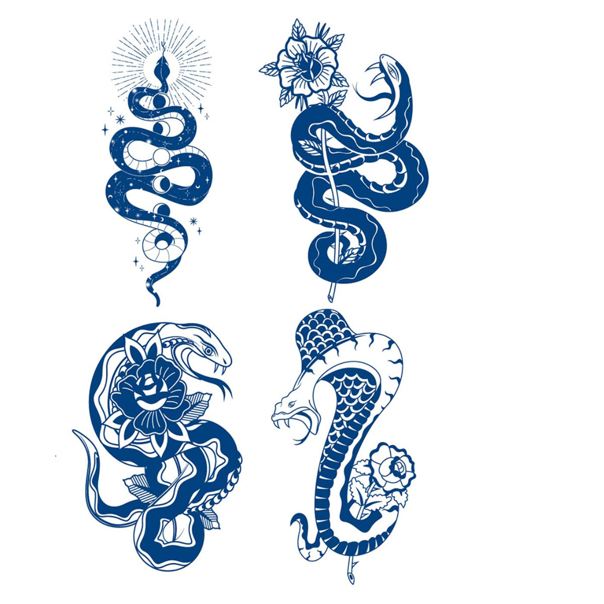 4 Sheets Semi Permanent Snake Tattoos Stickers