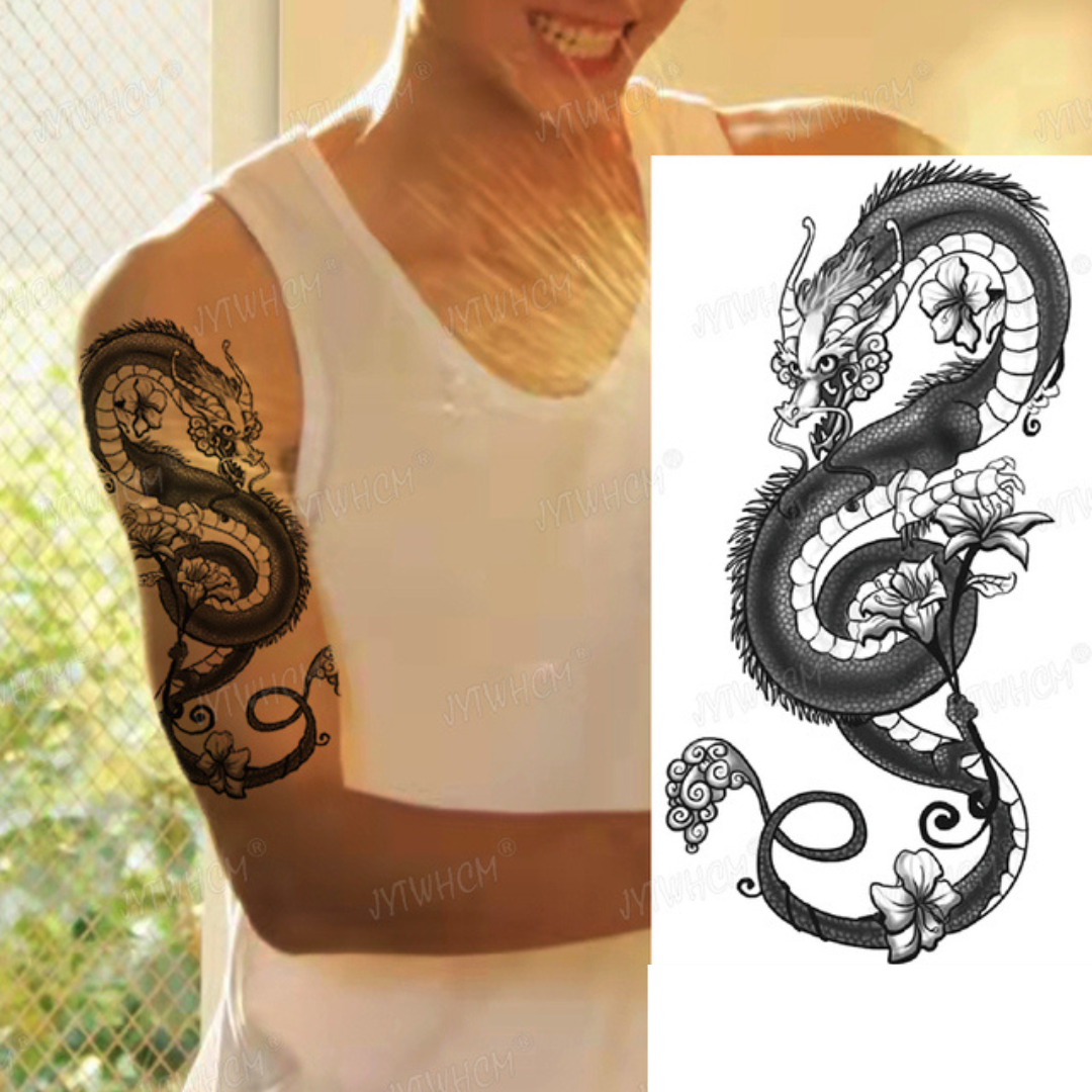 2 Sheets super cool dragon Extra large Arm Leg Thigh Waterproof Temporary Tattoos for woman and man Fake Tattoo