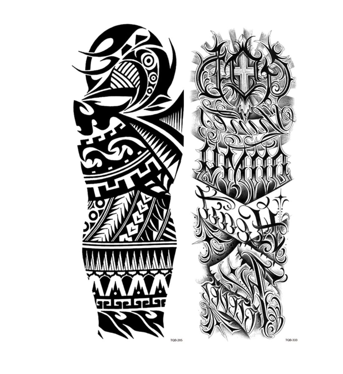 2 Sheets Totem Tribe Letter Cross Full Arm Sleeves