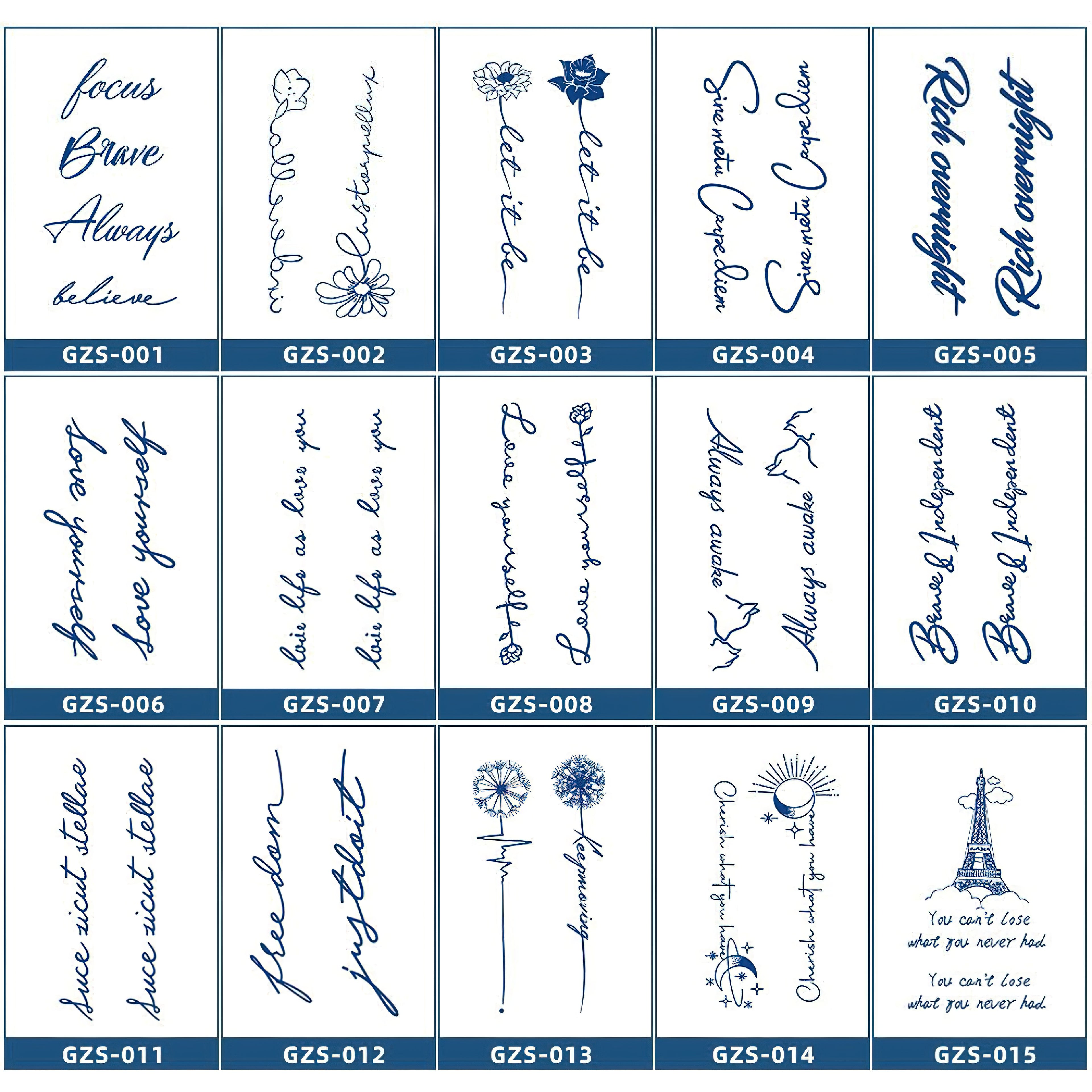 15 Sheets Cool Art Large Semi-Permanent Tattoo Stickers
