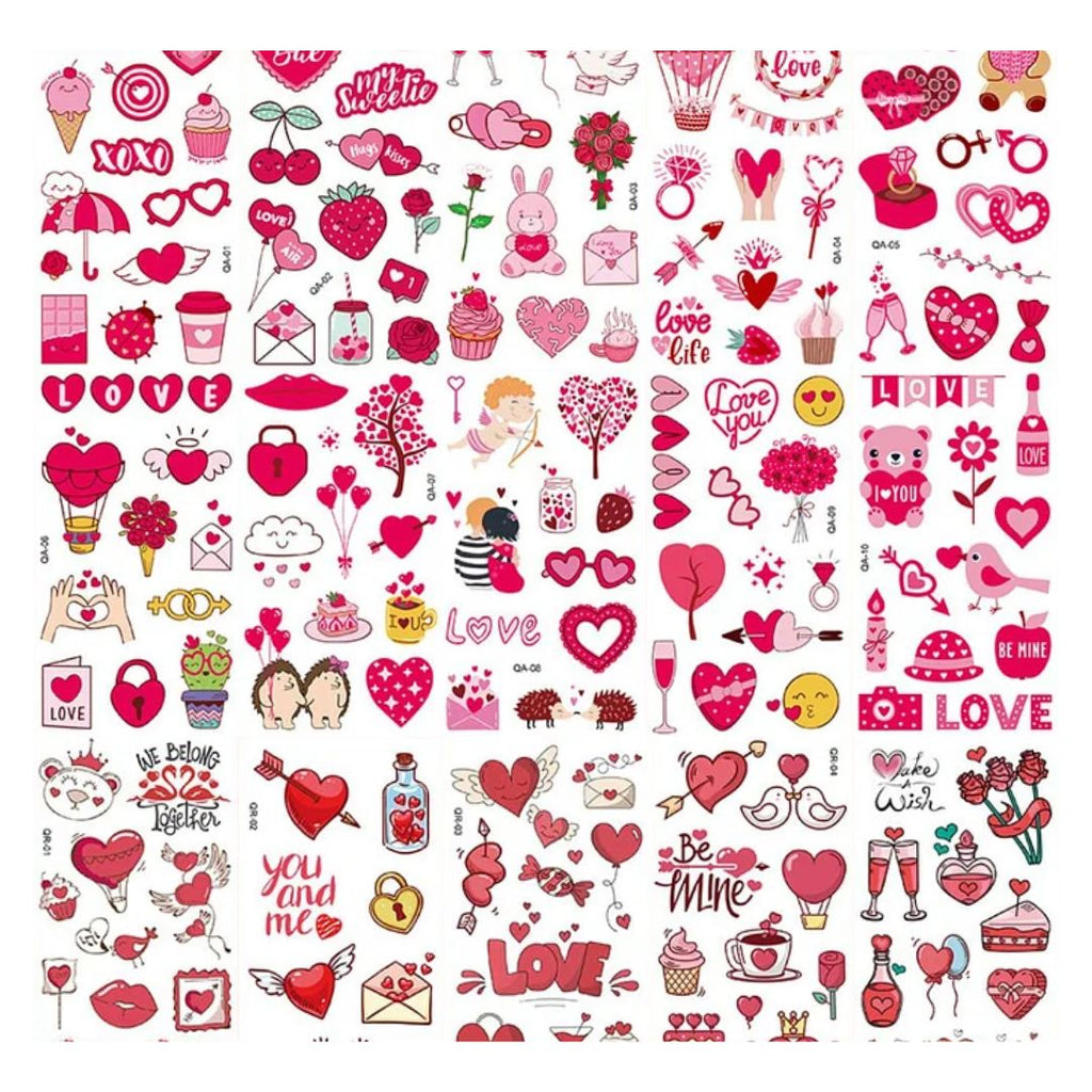 10 Sheets Valentine's Day Temporary Tattoo Stickers