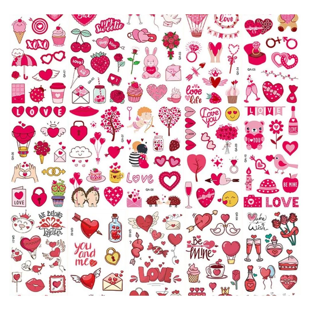 10 Sheets Valentine's Day Temporary Tattoo Stickers
