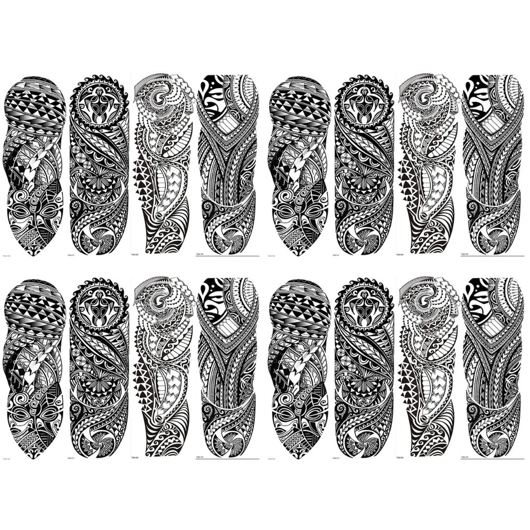 16 Sheets Full Arm Metallic Tribal Design Temporary Tattoo Combo