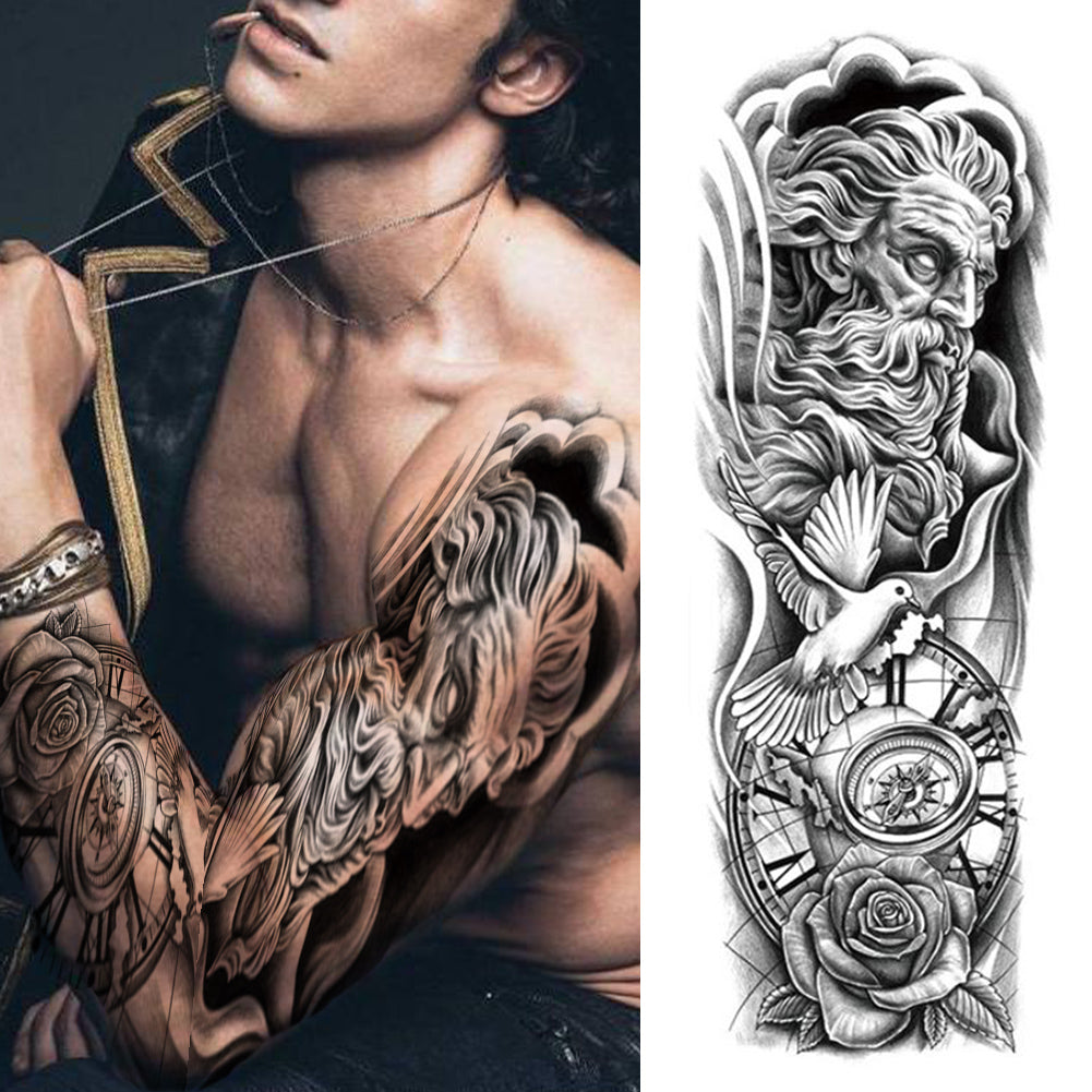 2 Sheets Viking Sail Full Arm Sleeves Temporary Tattoos