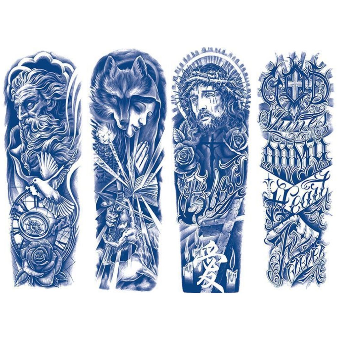4 Sheets God Jesus Pray Cross Semi-Permanent Juice Ink Tattoo
