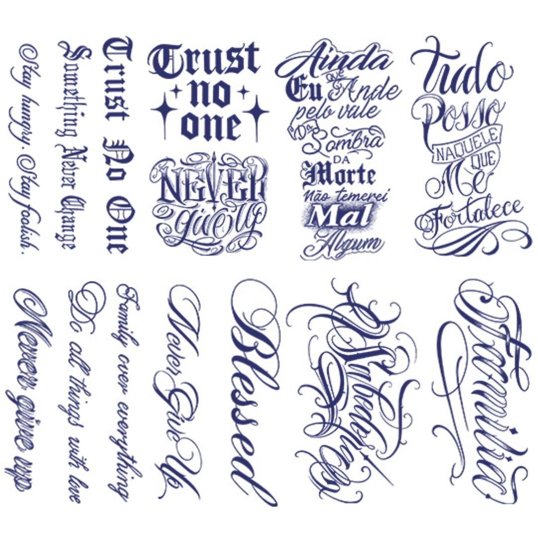 2 Sheets Cool Art Letters Large Semi-Permanent Tattoo Stickers