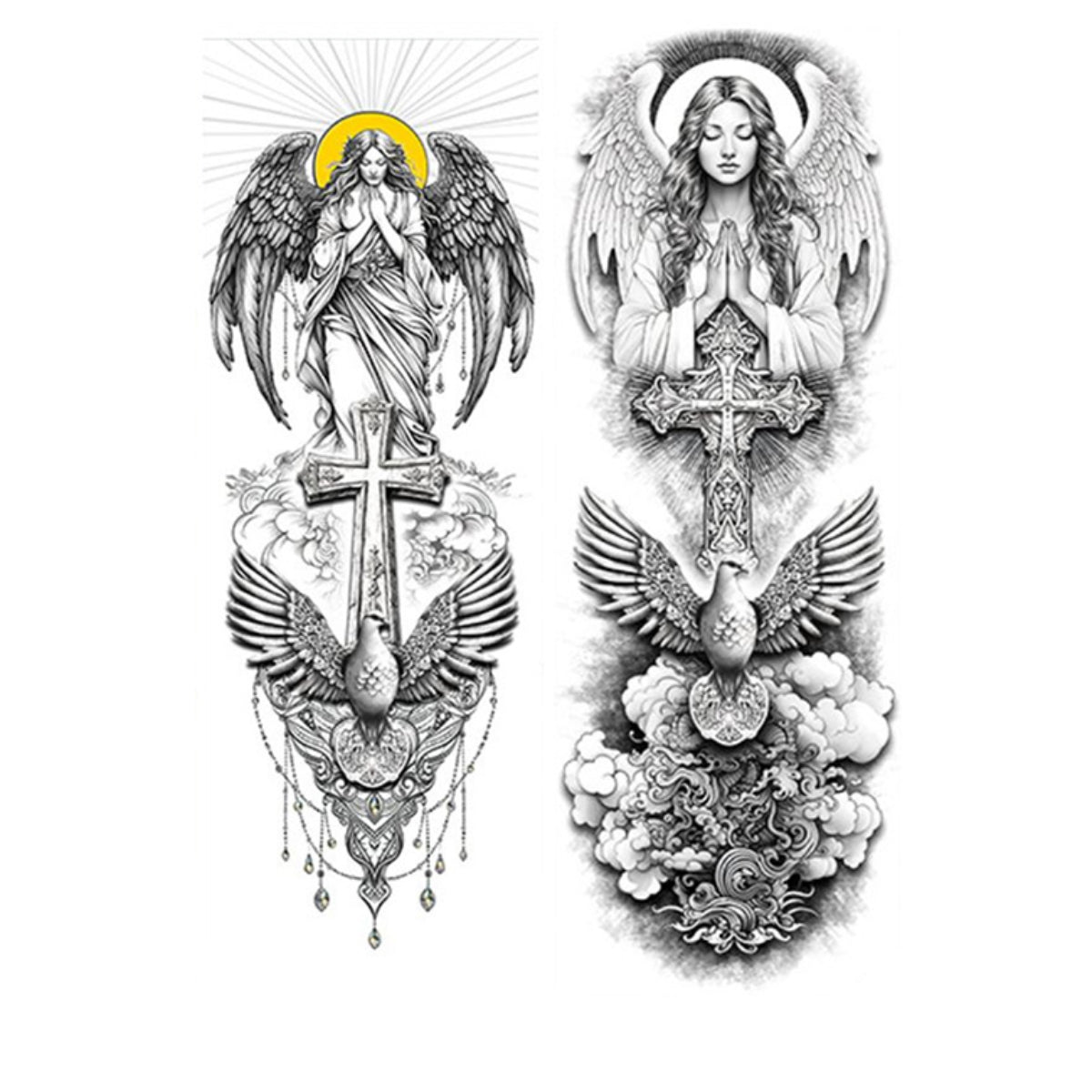 2 Sheets Christ Angel Jesus Cross Full Arm Sleeves