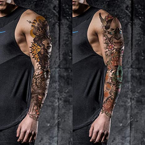 4 Sheets Skull Full Arm Tattoo