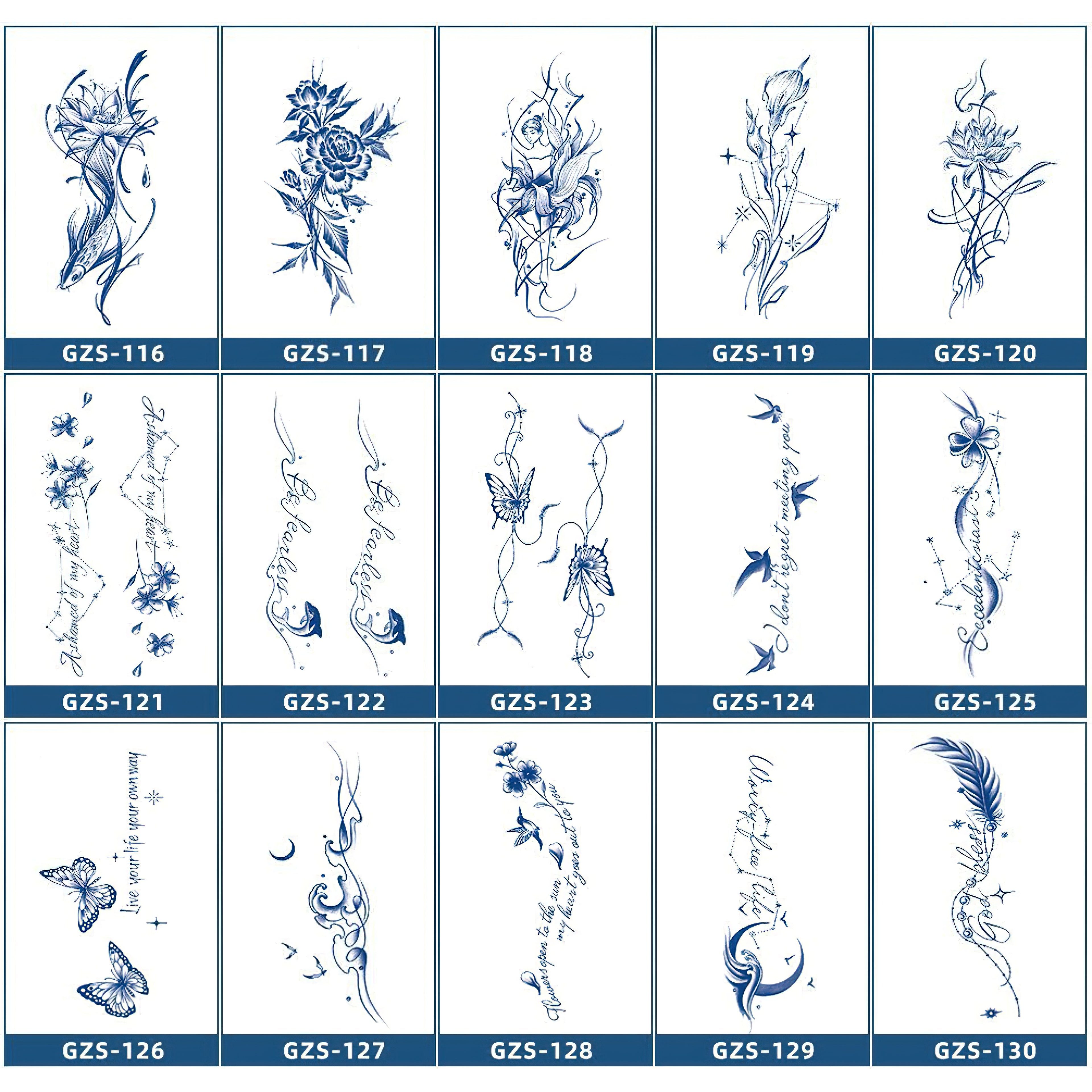 15 Sheets Cool Art Large Semi-Permanent Tattoo Stickers