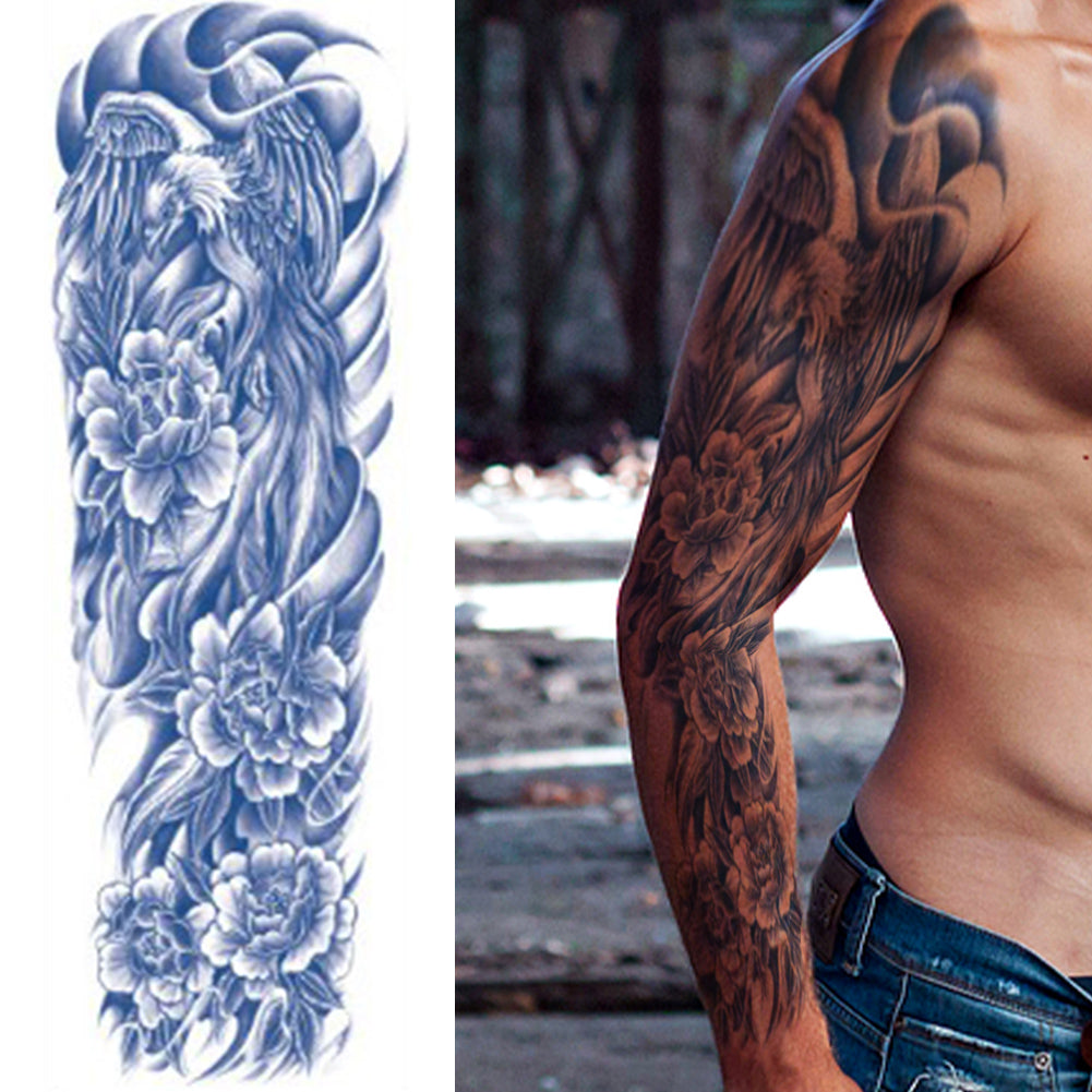 2 Sheets Wave Star Eagle Semi Permanent Full Arm Sleeves Tattoo