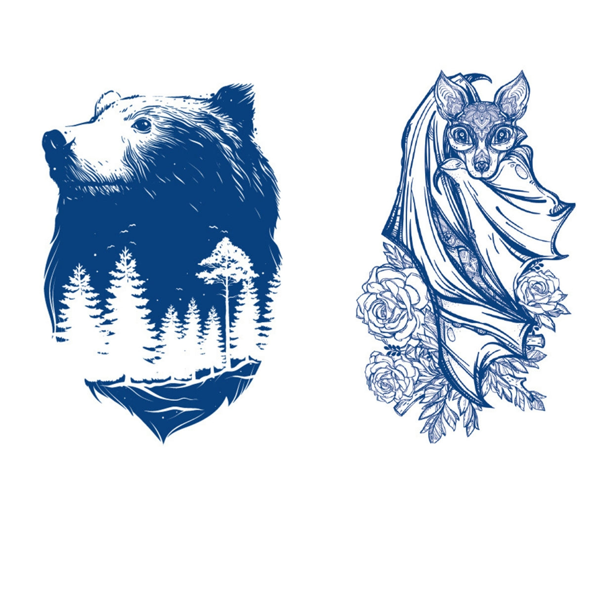 2 Sheets Semi-Permanent Forest Bear Tattoo Stickers