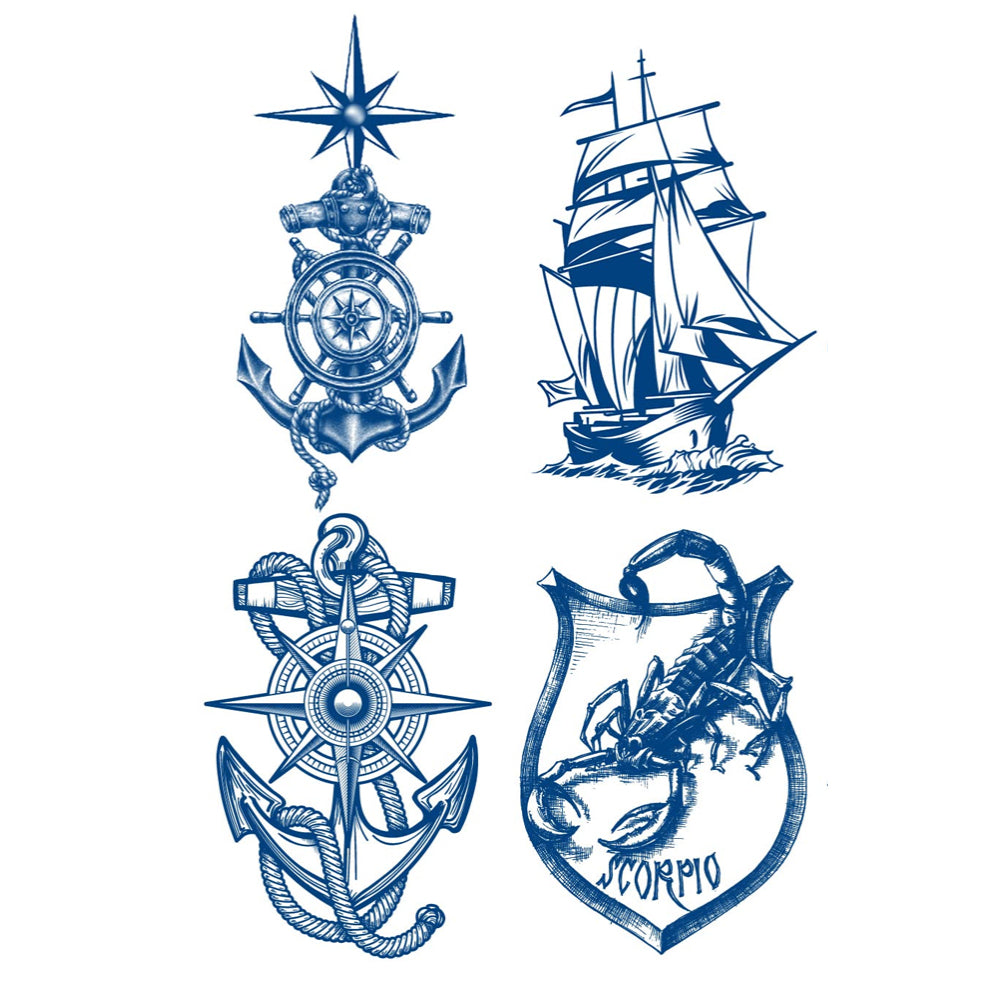 4 Sheets Semi Permanent Anchor Tattoos Stickers