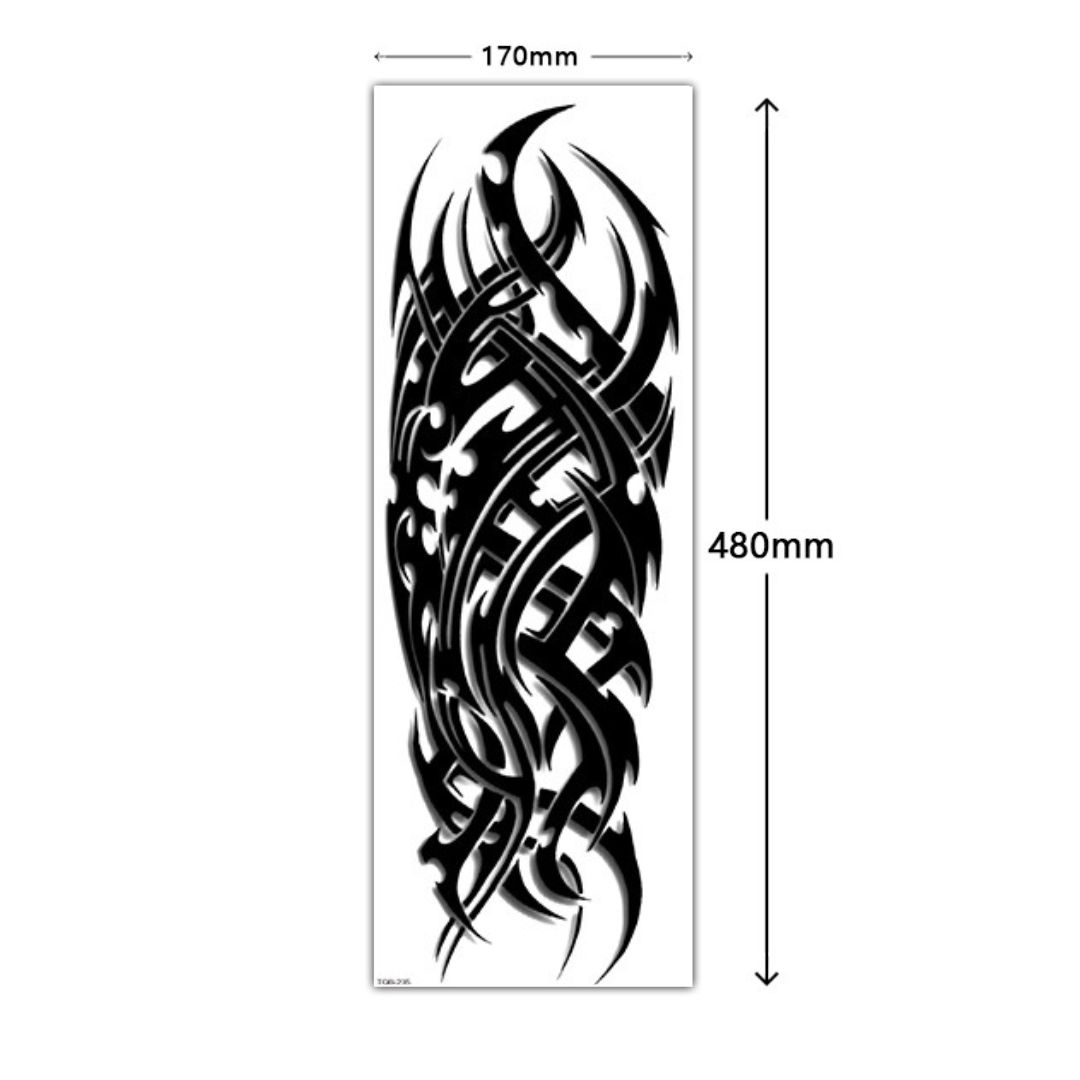 2 Sheets Full Arm Sleeve Maori Temporary Tattoos Realistic Thorns Totem Waterproof Tattoo Stickers Arm Body