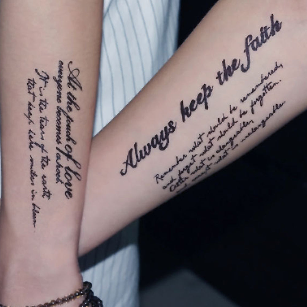 4 Sheets Letters Waterproof Half Arm Temporary Tattoo
