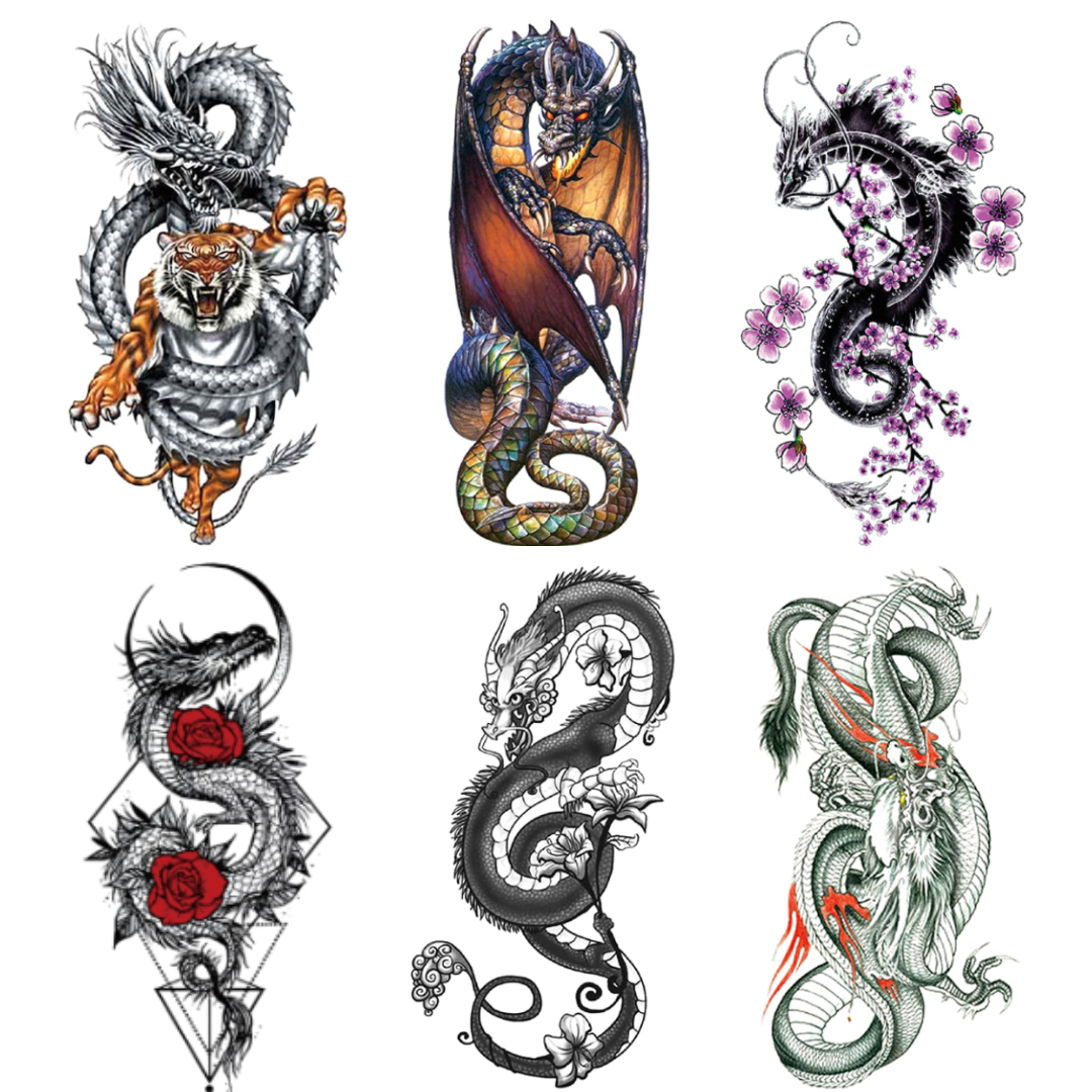 2 Sheets super cool dragon Extra large Arm Leg Thigh Waterproof Temporary Tattoos for woman and man Fake Tattoo