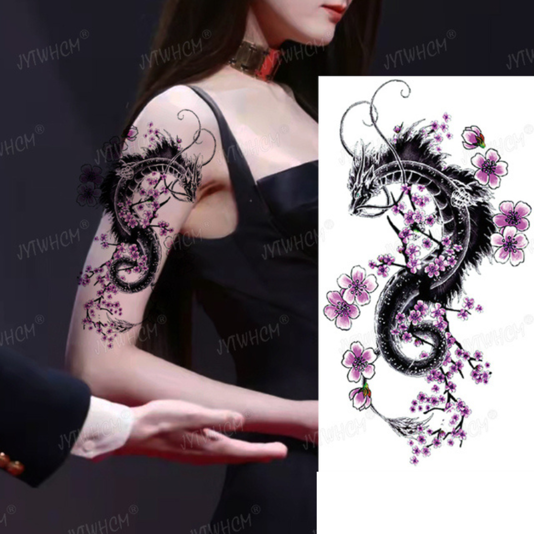 2 Sheets super cool dragon Extra large Arm Leg Thigh Waterproof Temporary Tattoos for woman and man Fake Tattoo