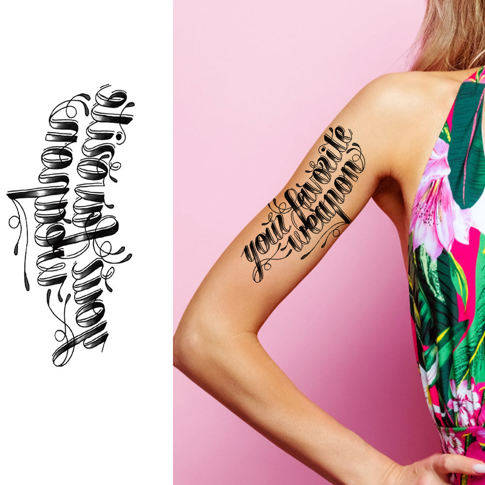4 Sheets Letters Waterproof Half Arm Temporary Tattoo
