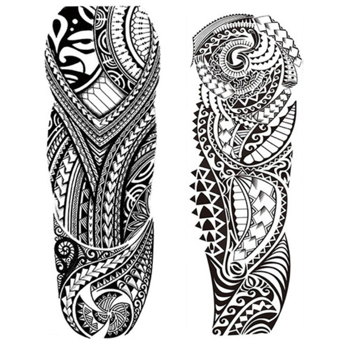 2 Sheets Full Arm Maori Totem Sleeve Black Cool 170mm * 480mm Waterproof Temporary Tattoo