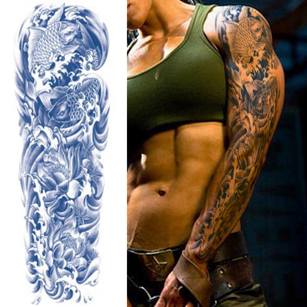 2 Sheets Wave Star Eagle Semi Permanent Full Arm Sleeves Tattoo
