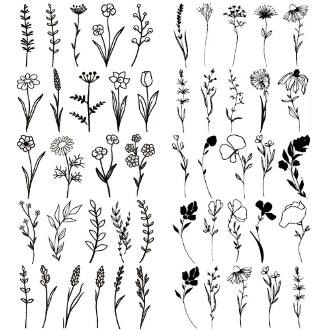 10 Sheets Small Flower Leaf Waterproof Temporary Tattoo