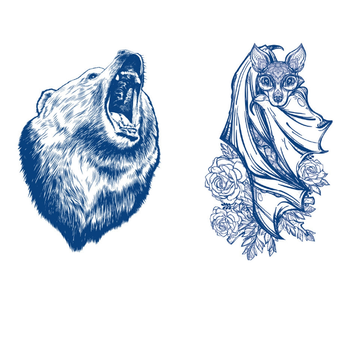 2 Sheets Semi-Permanent Forest Bear Tattoo Stickers