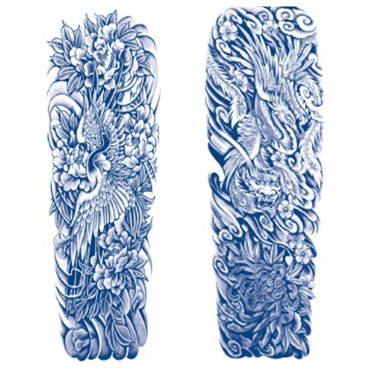 2 Sheets Dragon Wave Semi Permanent Full Arm Sleeves Tattoo