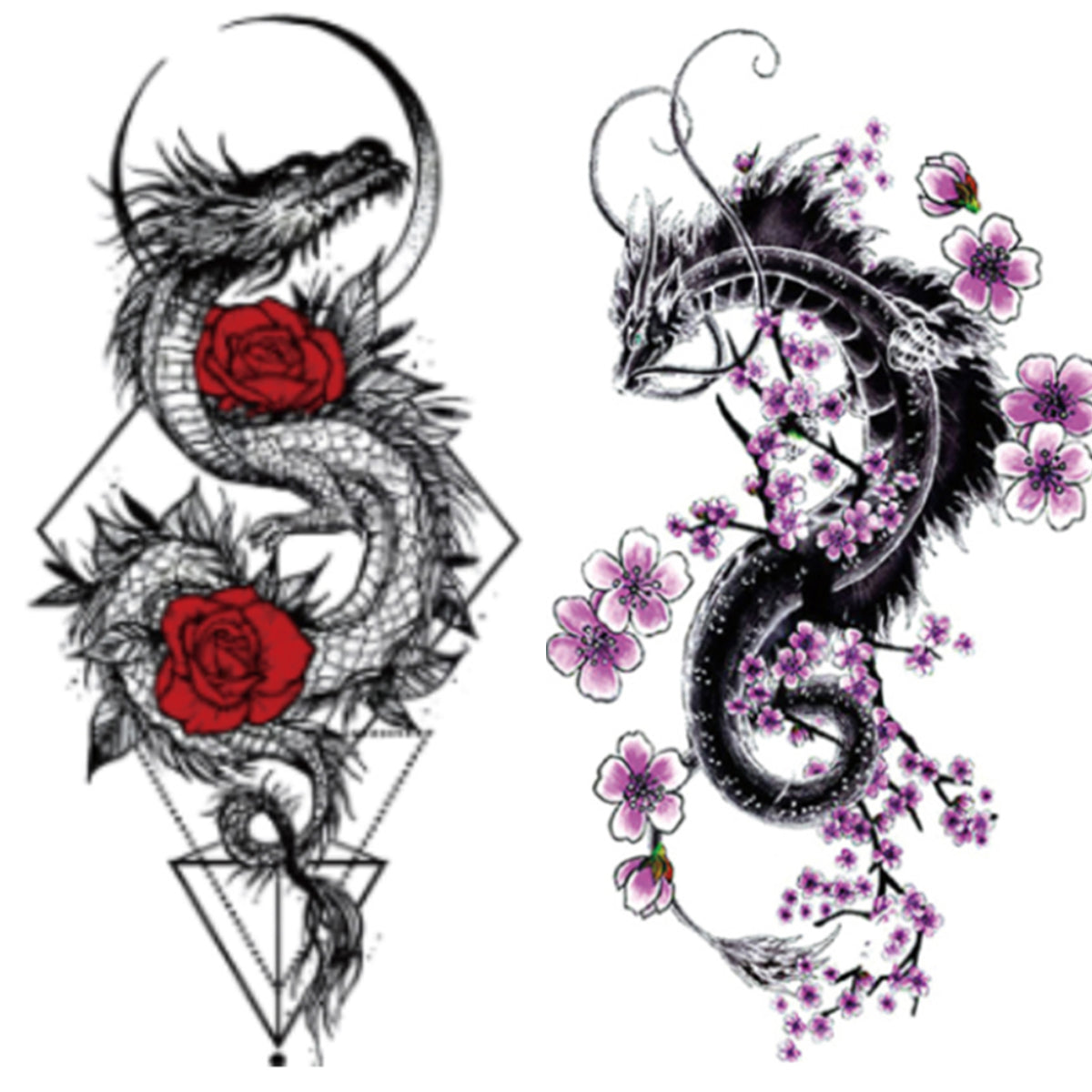 2 Sheets super cool dragon Extra large Arm Leg Thigh Waterproof Temporary Tattoos for woman and man Fake Tattoo