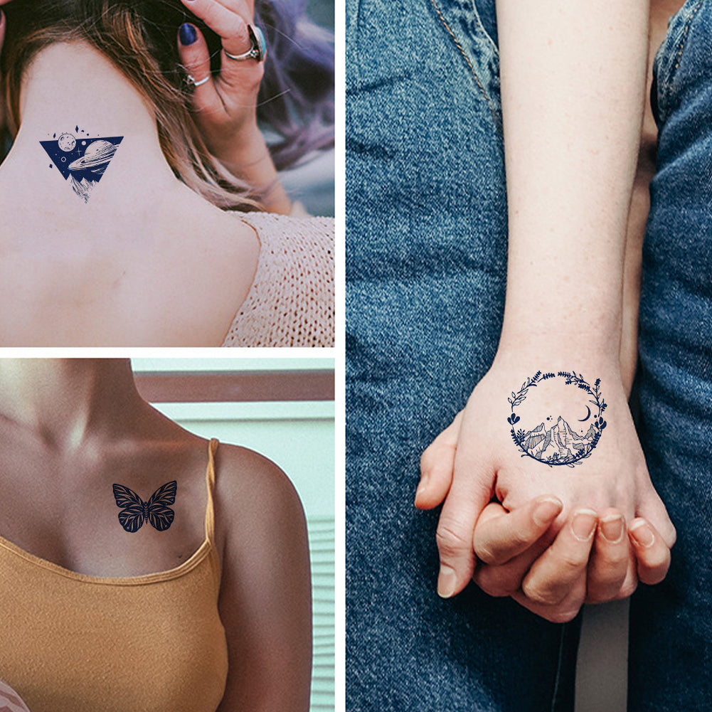 11 Sheets Semi-Permanent Small Butterfly Space Tattoo Stickers