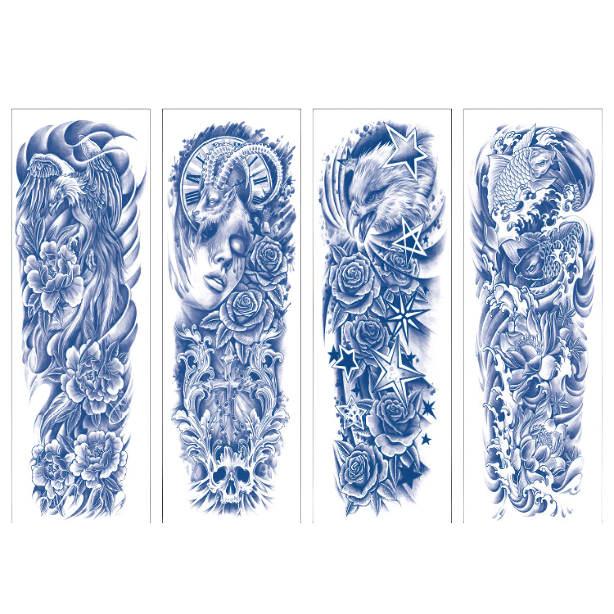 4 Sheets Semi Permanent Full Arm Sleeves Tattoo Lasts 15 Days