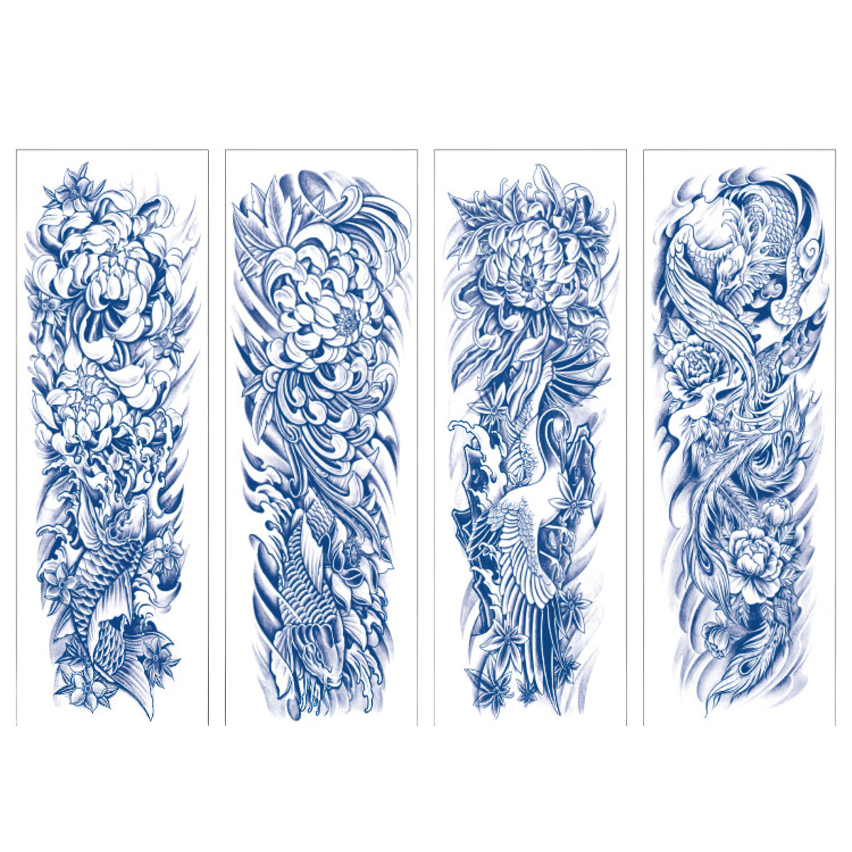 4 Sheets Semi Permanent Full Arm Sleeves Tattoo Lasts 15 Days
