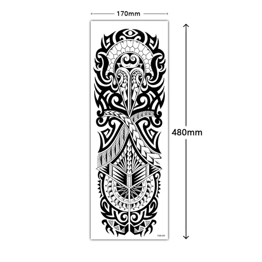 2 Sheets Full Arm Sleeve Maori Temporary Tattoos Realistic Thorns Totem Waterproof Tattoo Stickers Arm Body