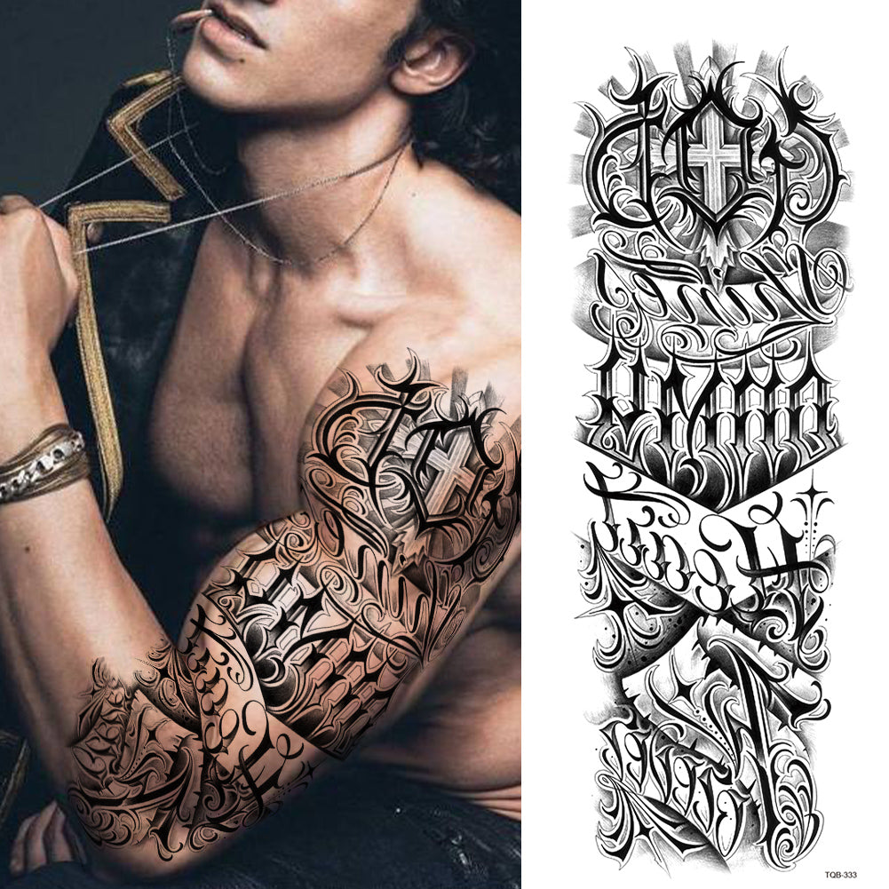 2 Sheets Totem Tribe Letter Cross Full Arm Sleeves