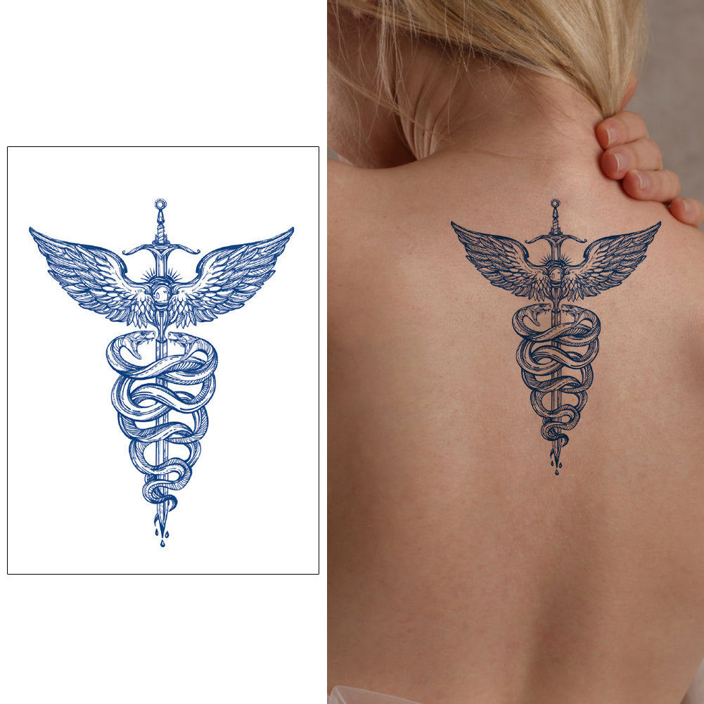 5 Sheets Semi-Permanent Butterfly Wing Snake Anchor Tattoo Stickers